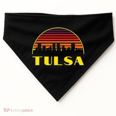 Retro Tulsa Oklahoma Downtown Skyline USA-Made Doggie Bandana