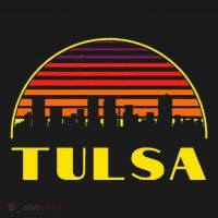 Retro Tulsa Oklahoma Downtown Skyline USA-Made Doggie Bandana thumb 2
