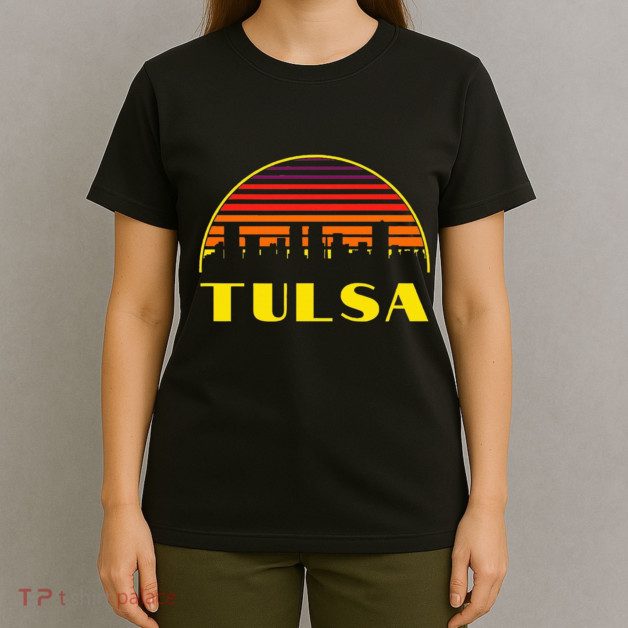 Retro Tulsa Oklahoma Downtown Skyline T-Shirt