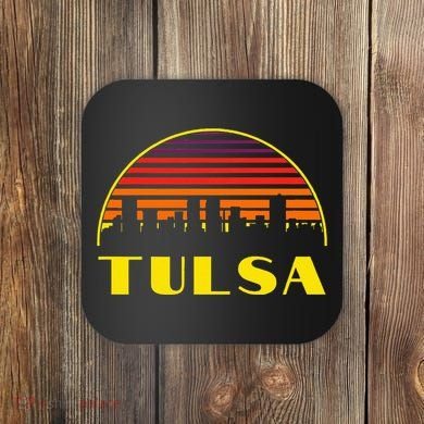 Retro Tulsa Oklahoma Downtown Skyline Coaster