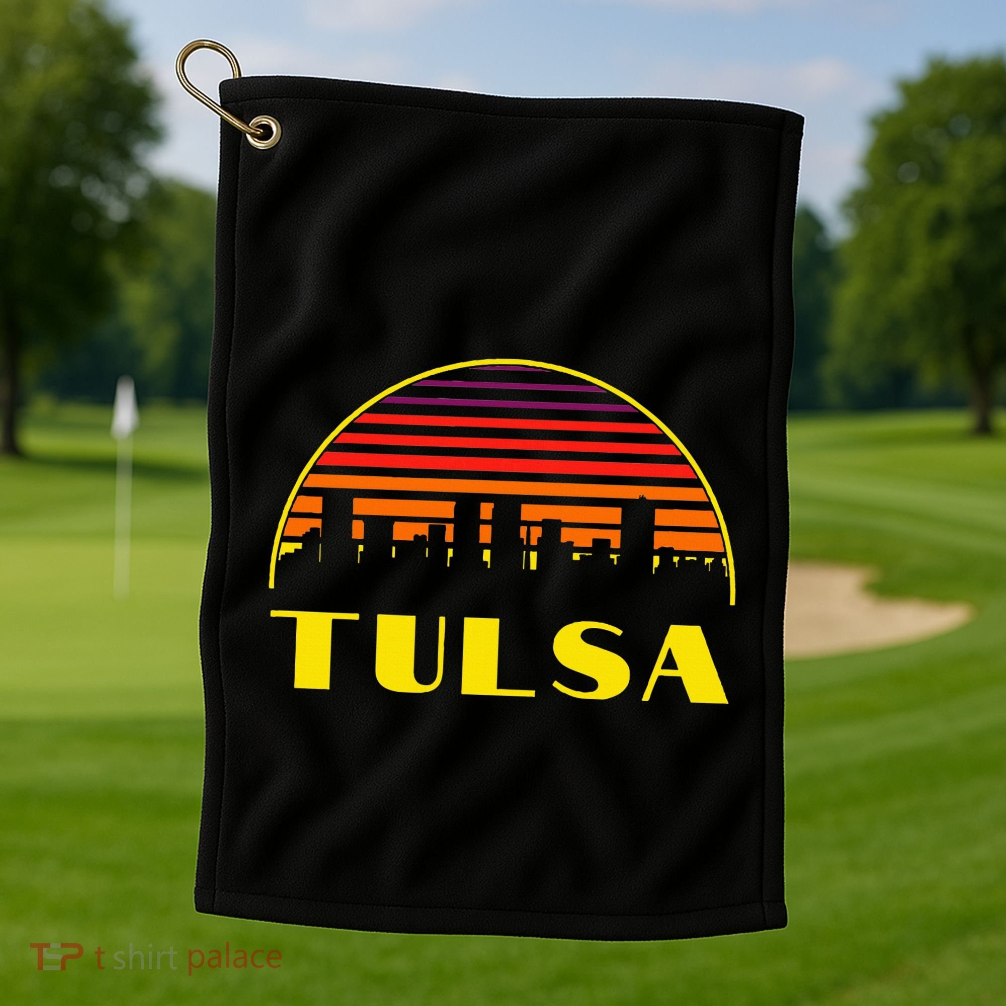 Retro Tulsa Oklahoma Downtown Skyline Golf Towel