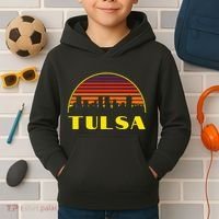 Retro Tulsa Oklahoma Downtown Skyline Kids Hoodie thumb 2