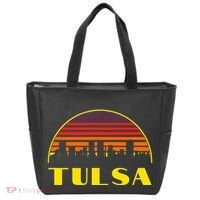 Retro Tulsa Oklahoma Downtown Skyline Tote Bag thumb 0