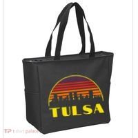 Retro Tulsa Oklahoma Downtown Skyline Tote Bag thumb 2
