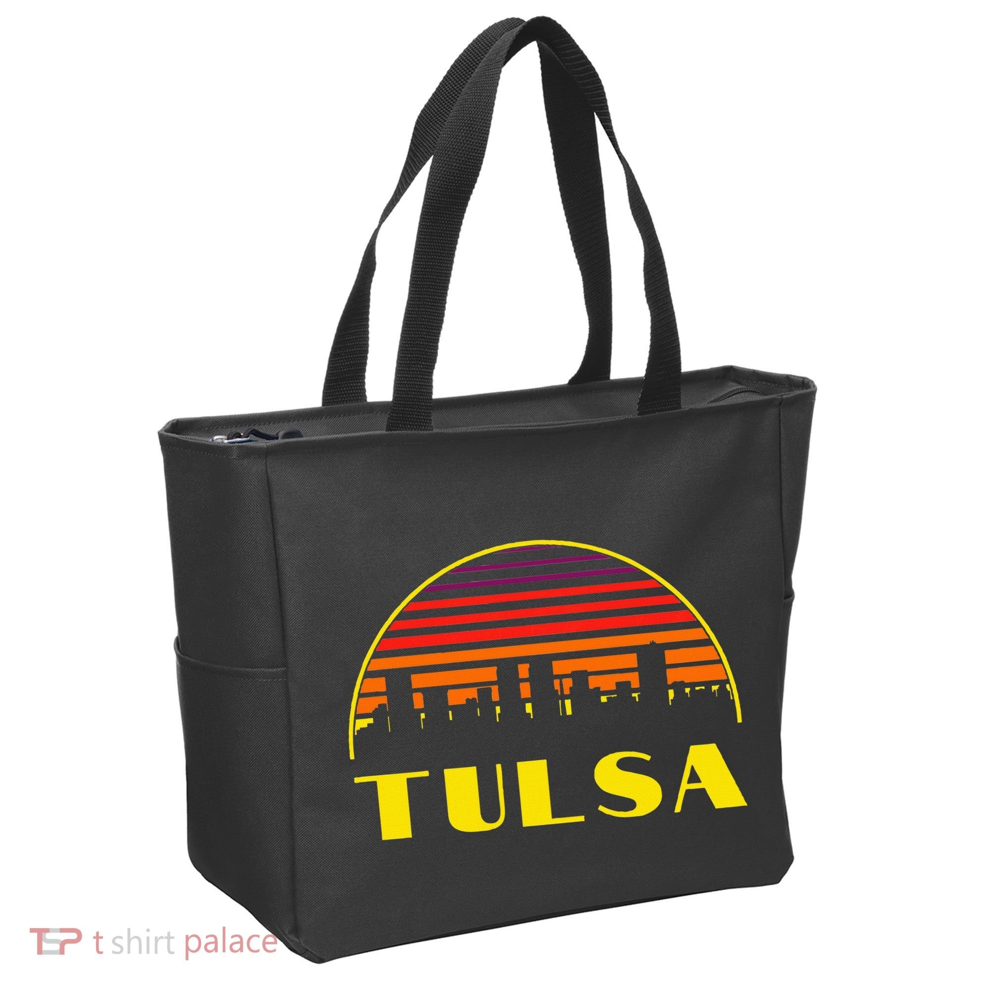 Retro Tulsa Oklahoma Downtown Skyline Tote Bag
