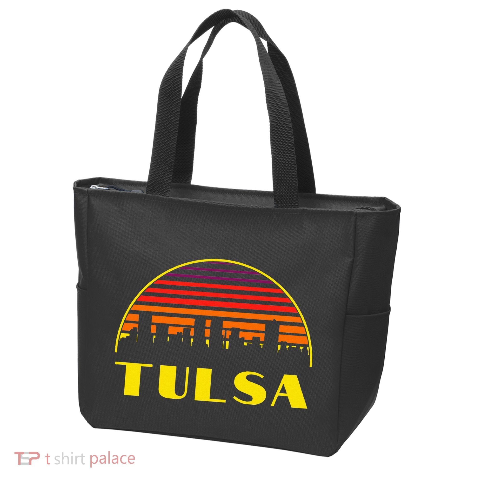 Retro Tulsa Oklahoma Downtown Skyline Tote Bag