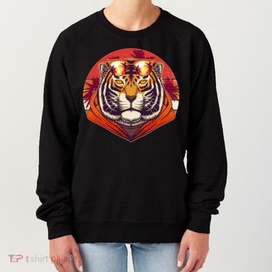 Retro Tropical Palm Tree Hipster Tiger Women's Sweatshirt