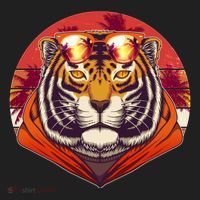 Retro Tropical Palm Tree Hipster Tiger Women's Sweatshirt thumb 2