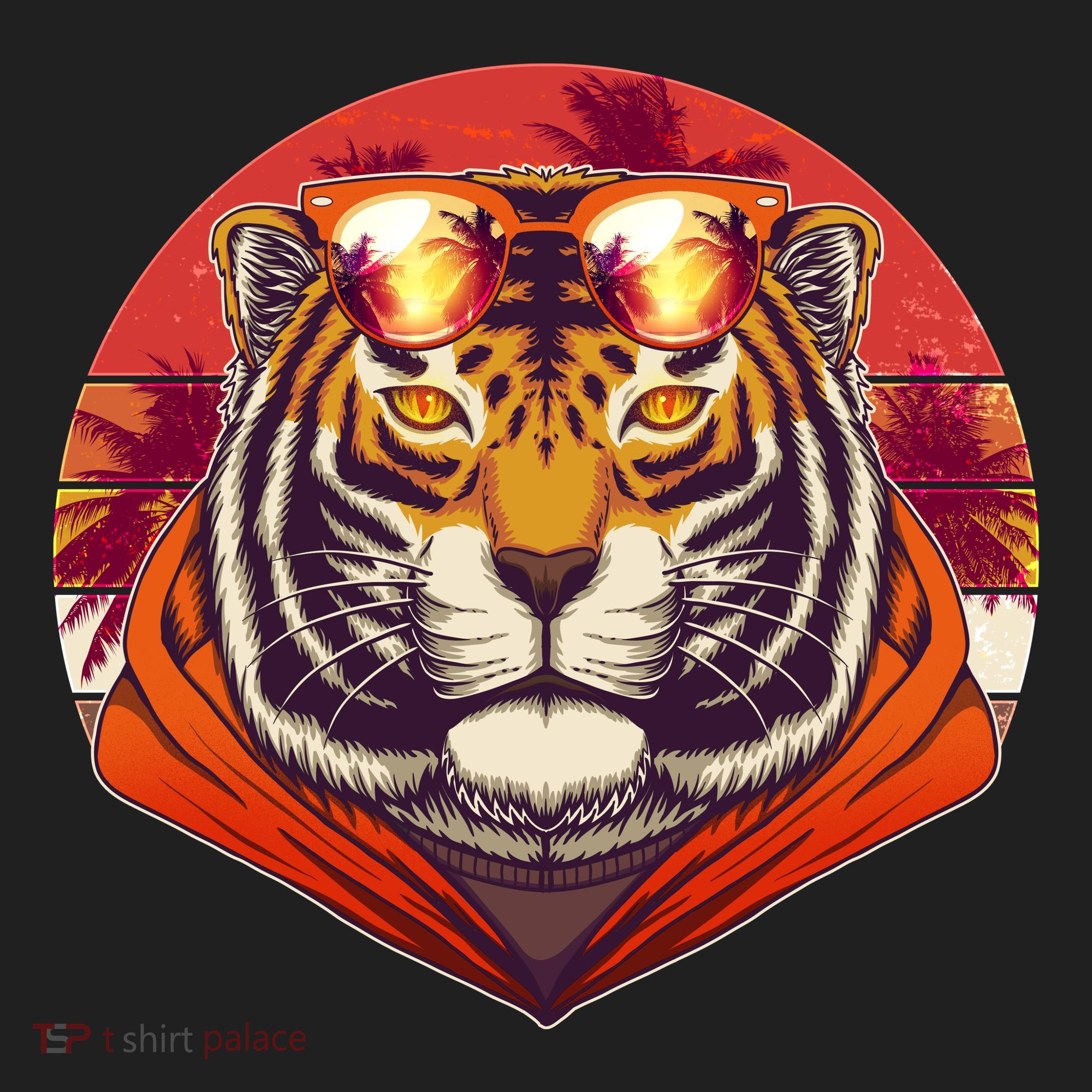 Retro Tropical Palm Tree Hipster Tiger Women's Sweatshirt