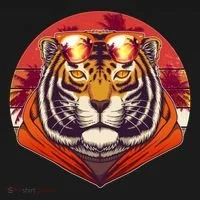 Retro Tropical Palm Tree Hipster Tiger Toddler Hoodie thumb 2