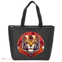 Retro Tropical Palm Tree Hipster Tiger Tote Bag thumb 0
