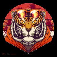 Retro Tropical Palm Tree Hipster Tiger Tote Bag thumb 4