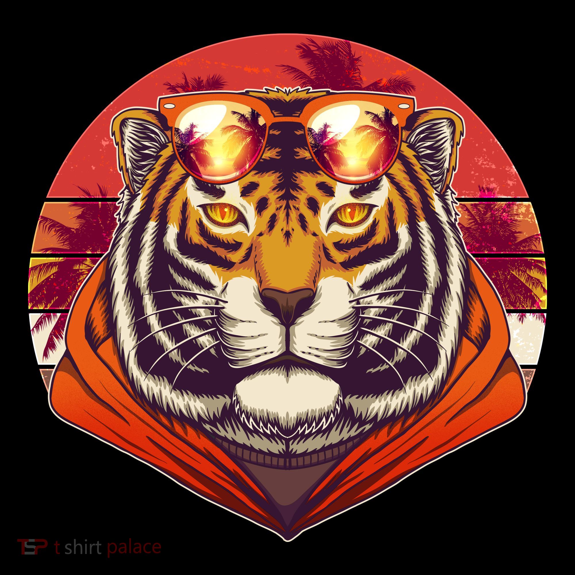 Retro Tropical Palm Tree Hipster Tiger Tote Bag
