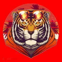 Retro Tropical Palm Tree Hipster Tiger Santa Hat thumb 1