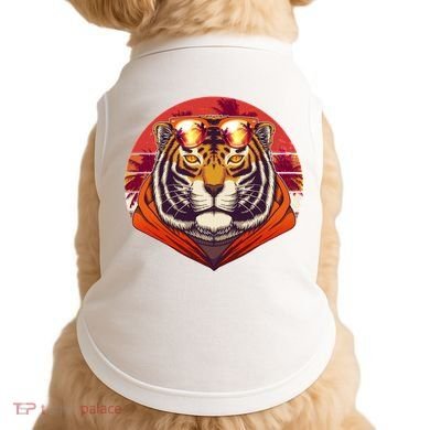 Retro Tropical Palm Tree Hipster Tiger Doggie Tank