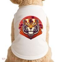 Retro Tropical Palm Tree Hipster Tiger Doggie Tank thumb 0