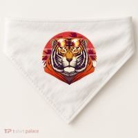 Retro Tropical Palm Tree Hipster Tiger USA-Made Doggie Bandana thumb 0