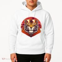 Retro Tropical Palm Tree Hipster Tiger Hoodie thumb 2