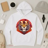 Retro Tropical Palm Tree Hipster Tiger Hoodie thumb 3