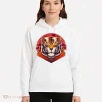 Retro Tropical Palm Tree Hipster Tiger Hoodie thumb 5