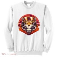 Retro Tropical Palm Tree Hipster Tiger Sweatshirt thumb 0
