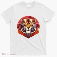 Retro Tropical Palm Tree Hipster Tiger T-Shirt thumb 0