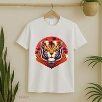 Retro Tropical Palm Tree Hipster Tiger T-Shirt thumb 2