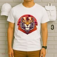 Retro Tropical Palm Tree Hipster Tiger T-Shirt thumb 6