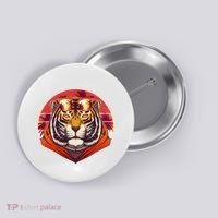 Retro Tropical Palm Tree Hipster Tiger Button thumb 0