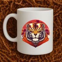 Retro Tropical Palm Tree Hipster Tiger Coffee Mug thumb 2