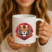 Retro Tropical Palm Tree Hipster Tiger Coffee Mug thumb 3