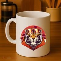 Retro Tropical Palm Tree Hipster Tiger Coffee Mug thumb 4