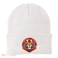 Retro Tropical Palm Tree Hipster Tiger Beanie thumb 0