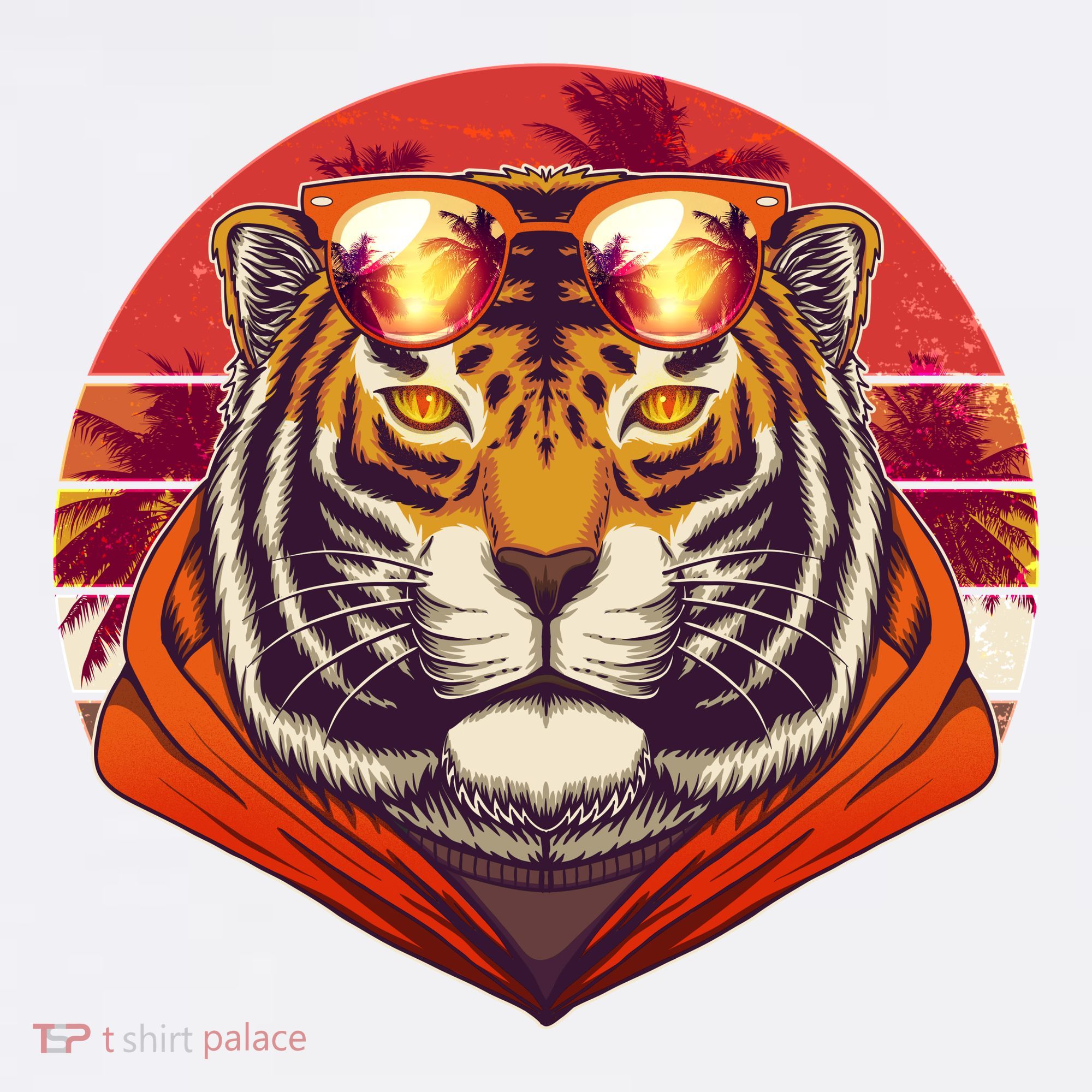 Retro Tropical Palm Tree Hipster Tiger Beanie
