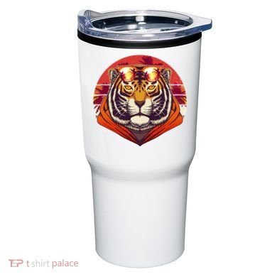 Retro Tropical Palm Tree Hipster Tiger Tumbler