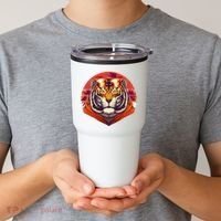 Retro Tropical Palm Tree Hipster Tiger Tumbler thumb 2