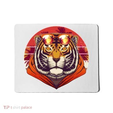 Retro Tropical Palm Tree Hipster Tiger Mousepad