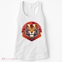 Retro Tropical Palm Tree Hipster Tiger Women's Tank Top thumb 0