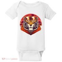 Retro Tropical Palm Tree Hipster Tiger Baby Bodysuit thumb 0