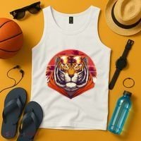 Retro Tropical Palm Tree Hipster Tiger Tank Top thumb 4