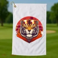 Retro Tropical Palm Tree Hipster Tiger Golf Towel thumb 1