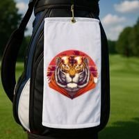 Retro Tropical Palm Tree Hipster Tiger Golf Towel thumb 2