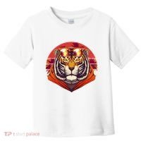 Retro Tropical Palm Tree Hipster Tiger Toddler T-Shirt thumb 0