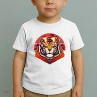 Retro Tropical Palm Tree Hipster Tiger Toddler T-Shirt thumb 2