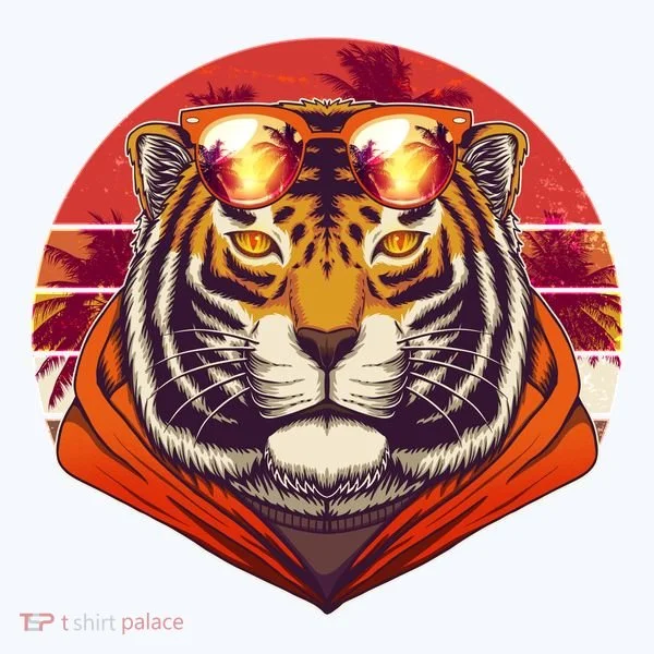 Retro Tropical Palm Tree Hipster Tiger Toddler T-Shirt