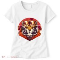 Retro Tropical Palm Tree Hipster Tiger Women's T-Shirt thumb 0