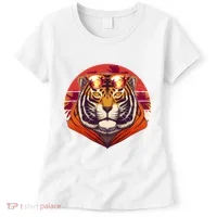 Retro Tropical Palm Tree Hipster Tiger Women's T-Shirt thumb 0