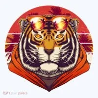 Retro Tropical Palm Tree Hipster Tiger Women's T-Shirt thumb 6