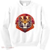 Retro Tropical Palm Tree Hipster Tiger Kids Sweatshirt thumb 0