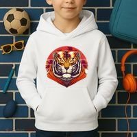 Retro Tropical Palm Tree Hipster Tiger Kids Hoodie thumb 2